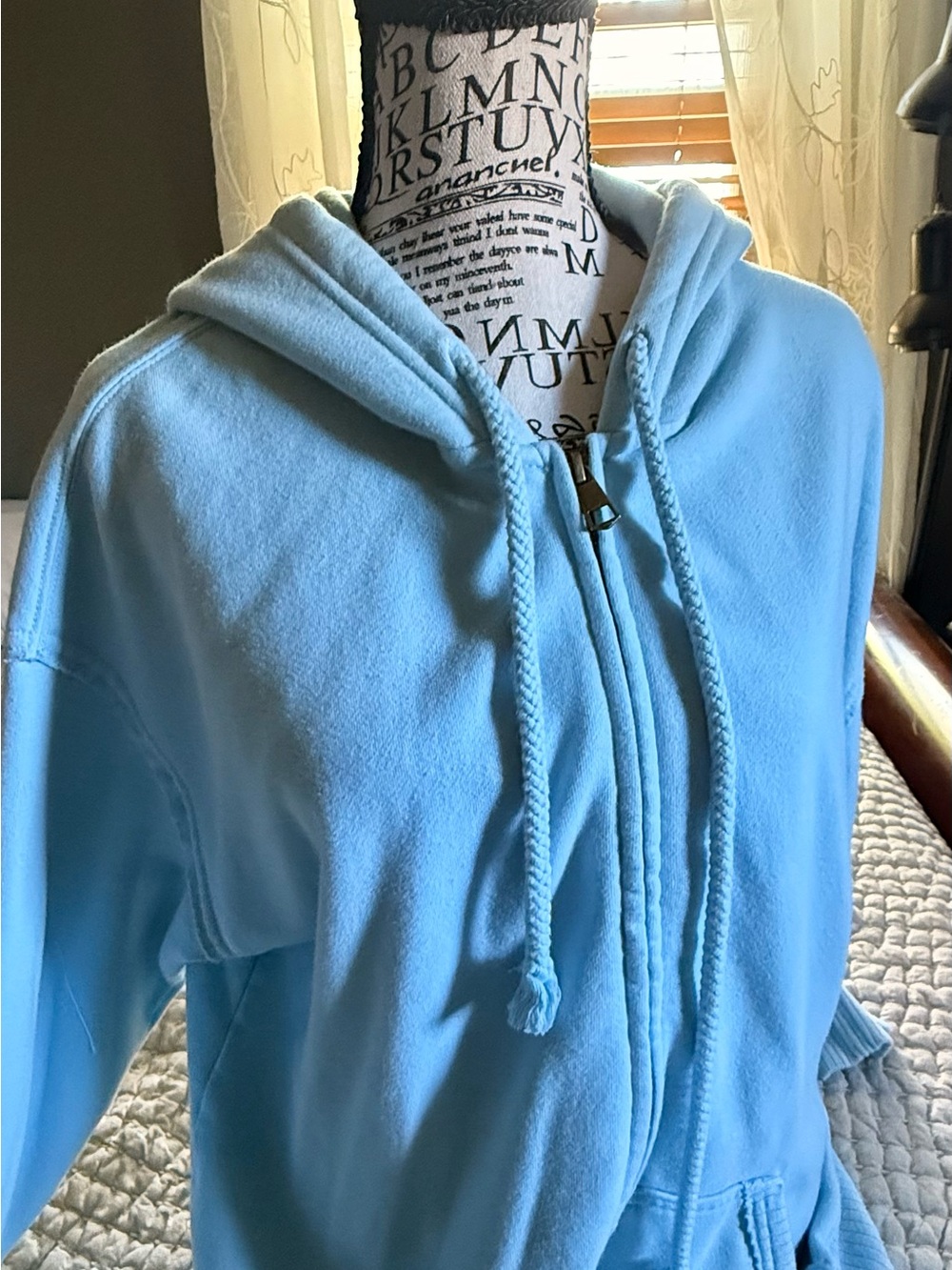 American Eagle Outfitters Light Blue Zip-Up Hoodie